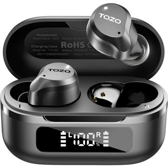 TOZO Noise Cancelling Wireless Earbuds Bluetooth 5.3 Stereo Bass Waterproof - Picture 1 of 7